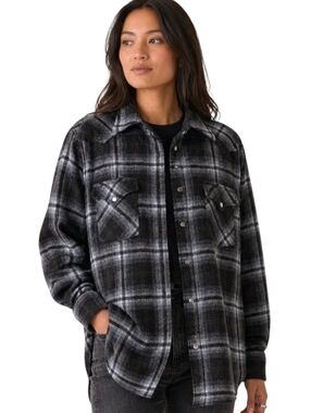 Pendleton Wool Plaid Shacket Women Large Button Up Shirt Jacket Layering